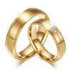 Yellow Gold Plated Stainless Steel with Gemstones Promise Rings for Couples