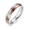 Black and Rose Gold Plated Round Cut Diamond Stainless Steel Couple Rings
