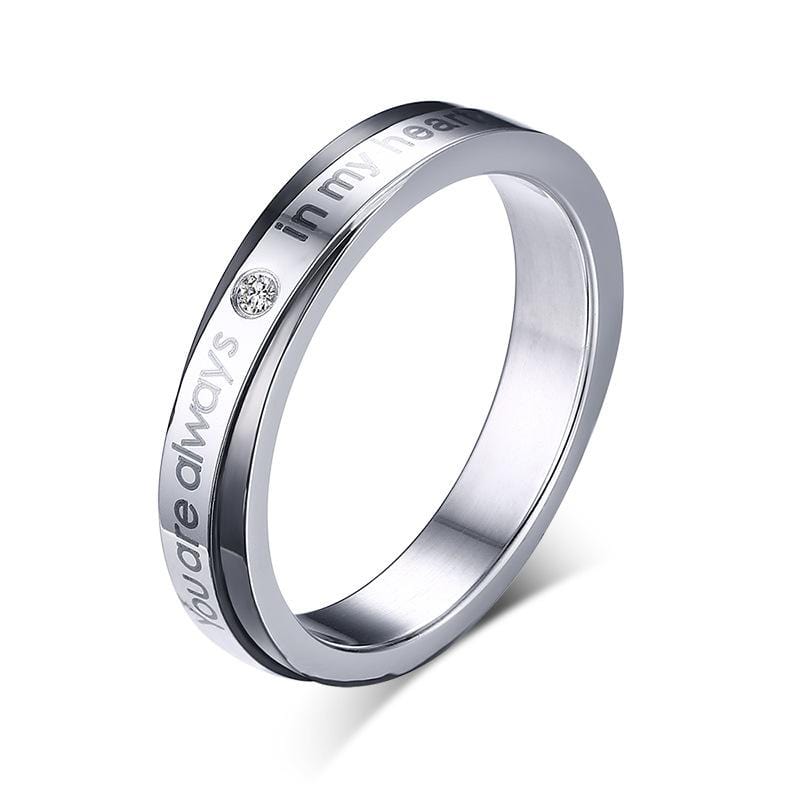 You Are Always In My Heart Stainless Steel Promise Rings for Couples